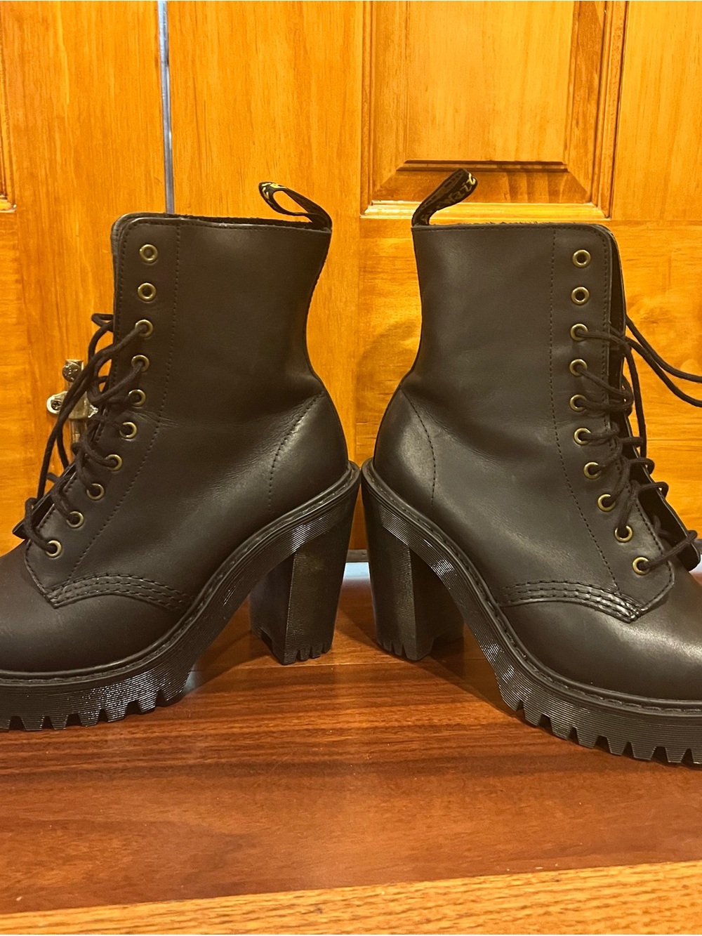 Dr. Martens Black Lace-Up Platform Heel Boots